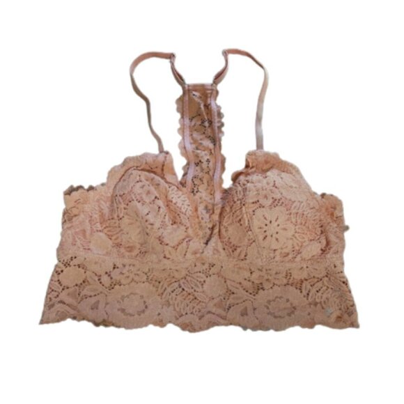 Aerie LIKE NEW peach/coral lace racerback bralette size S - Picture 1 of 4